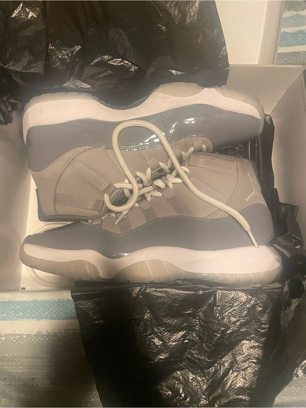 Jordan men High-Top Sneakers in Gray and White